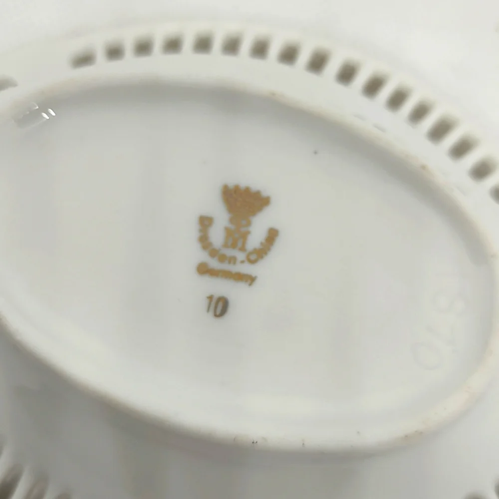 Dresden Germany porcelein Reticulated Trinket Dish